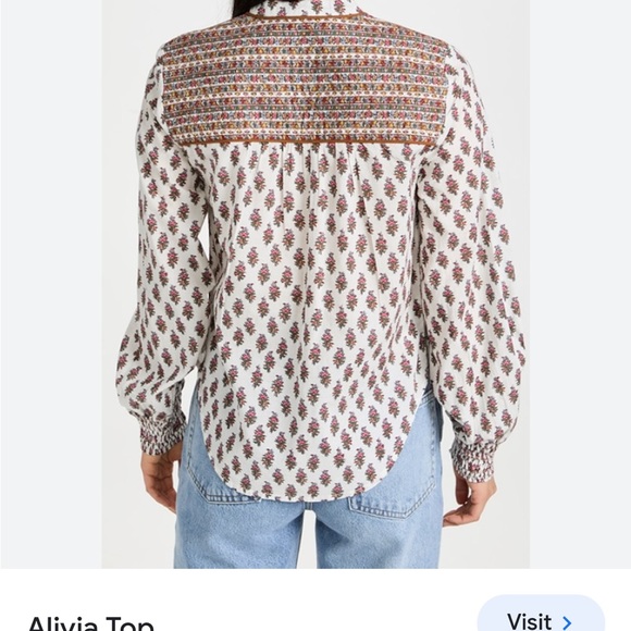 Veronica Beard Alivia Floral Print Cotton Poplin Blouse - Picture 2 of 11